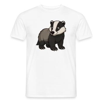 Cuddly Badger Mascot - Men's T-Shirt - white - Front - AI Model Male 178 dark (178cm)