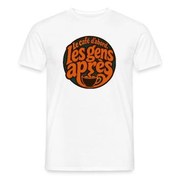 Le café d'abord, les gens après - T-shirt homme - blanc - Devant - AI Model Male 178 dark (178cm)