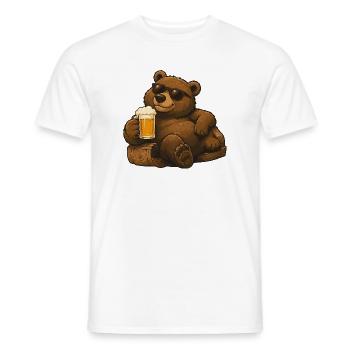Beer bear with sunglasses - Men's T-Shirt - white - Front - AI Model Male 178 dark (178cm)