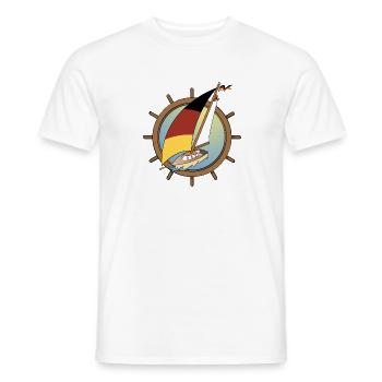 Sailboat with German flag in rudder wheel - Men's T-Shirt - white - Front - AI Model Male 178 dark (178cm)