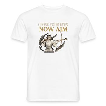 Close Your Eyes Now Aim Archery Zen Samurai Shirt - Men's T-Shirt - white - Front - AI Model Male 178 dark (178cm)