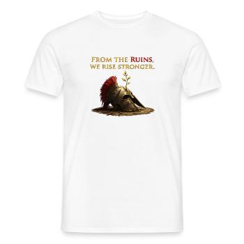 From The Ruins We Rise Stronger Spartan Gym Shirt - Men's T-Shirt - white - Front - AI Model Male 178 dark (178cm)