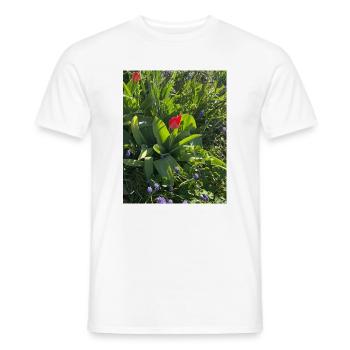 Tulipes dans le jardin printanier - T-shirt homme - blanc - Devant - AI Model Male 178 dark (178cm)