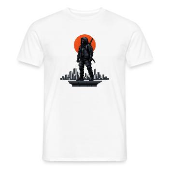 Ninja in the shadows in front of a red skyline - Men's T-Shirt - white - Front - AI Model Male 178 dark (178cm)