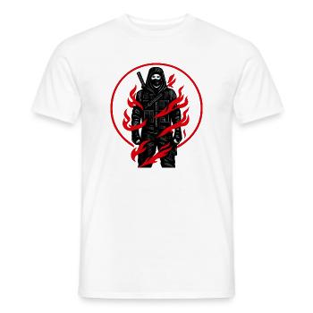 Flame Knight in the Shadows - Men's T-Shirt - white - Front - AI Model Male 178 dark (178cm)