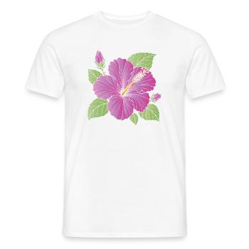 Lila Hibiskusblüte mit Knospen Illustration - Männer T-Shirt - Weiß - Vorne - AI Model Male 178 dark (178cm)