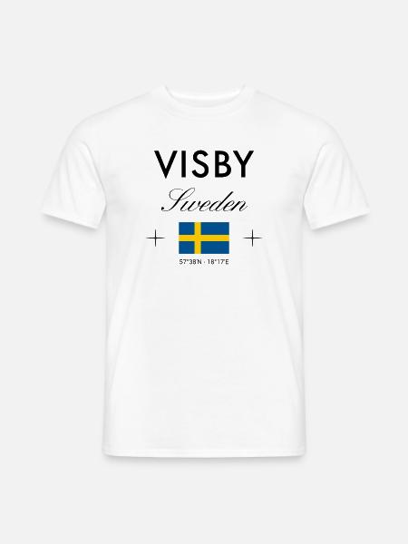 Visby Schweden Koordinaten Reise Souvenir - Männer T-Shirt - Weiß