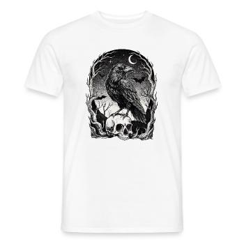 Raven over skull in the moonlight - Men's T-Shirt - white - Front - AI Model Male 178 dark (178cm)