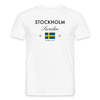 Stockholm Sweden Coordinates Travel Souvenir - Men's T-Shirt - white - Front - AI Model Male 178 dark (178cm)