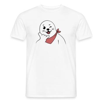 Zwinkerndes Robbenzeichen mit einem Bandana und werfendem Shaka-Zeichen - Männer T-Shirt - Weiß - Vorne - AI Model Male 178 dark (178cm)