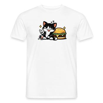 Schläfrige Rebellenkatze – Nein, ich mache ein Nickerchen - Männer T-Shirt - Weiß - Vorne - AI Model Male 178 dark (178cm)