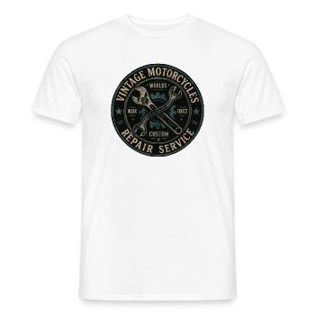 Vintage Motorcycle Repair Shield - Men's T-Shirt - white - Front - AI Model Male 178 dark (178cm)
