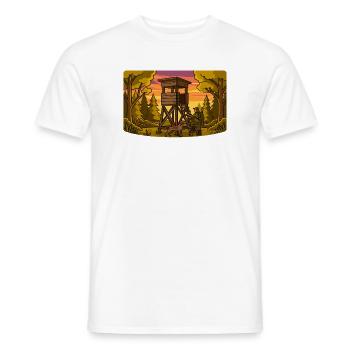 Forest Hunting Lookout Tower - Men's T-Shirt - white - Front - AI Model Male 178 dark (178cm)