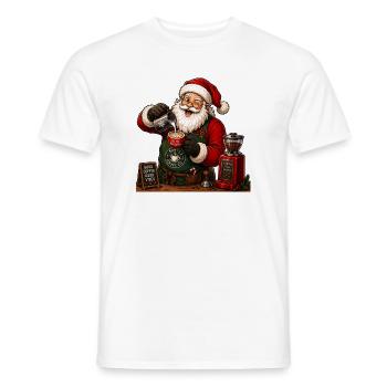 Santa Christmas coffeeshop - Men's T-Shirt - white - Front - AI Model Male 178 dark (178cm)