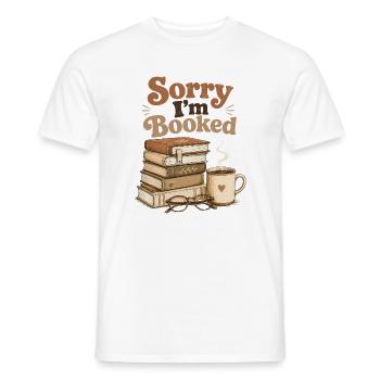 Sorry I'm Booked Reading Books Retro - Men's T-Shirt - white - Front - AI Model Male 178 dark (178cm)
