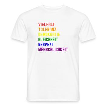 Vielfalt Toleranz Demokratie - Männer T-Shirt - Weiß - Vorne - AI Model Male 178 dark (178cm)