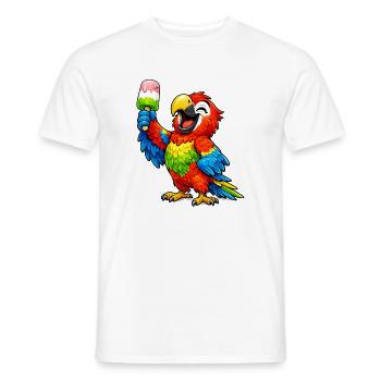 Papagei mit einem Eis - Männer T-Shirt - Weiß - Vorne - AI Model Male 178 dark (178cm)