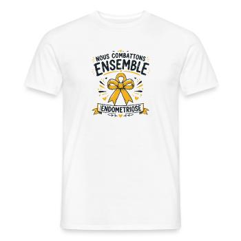 sensibilisation endométriose - T-shirt homme - blanc - Devant - AI Model Male 178 dark (178cm)