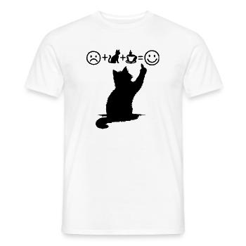 Cat Black Coffee Design Minimalist Humor - Men's T-Shirt - white - Front - AI Model Male 178 dark (178cm)