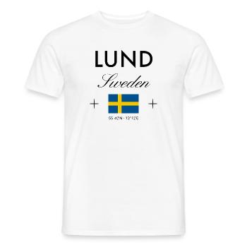 Lund Sweden Coordinates Travel Souvenir - Men's T-Shirt - white - Front - AI Model Male 178 dark (178cm)