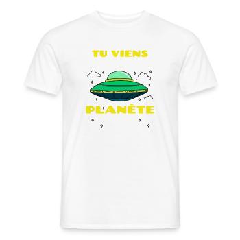 Tu viens de quelle planète ? (Alien) - T-shirt homme - blanc - Devant - AI Model Male 178 dark (178cm)