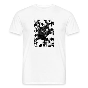 Black cat in the sea of skulls - Men's T-Shirt - white - Front - AI Model Male 178 dark (178cm)