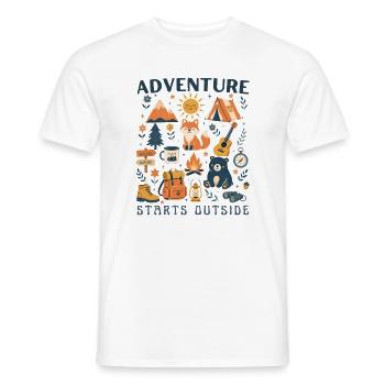 L’aventure commence en dehors du camping sans frontières Randonnée - T-shirt homme - blanc - Devant - AI Model Male 178 dark (178cm)