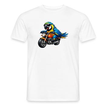 Perroquet à moto - T-shirt homme - blanc - Devant - AI Model Male 178 dark (178cm)