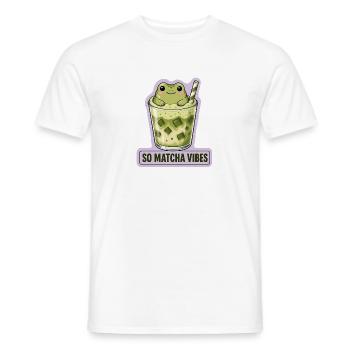 So Matcha Vibes Cute Frog Kawaii Drink  - Men's T-Shirt - white - Front - AI Model Male 178 dark (178cm)