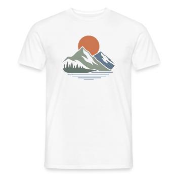 Minimalist Mountain Landscape – Modern Design - Men's T-Shirt - white - Front - AI Model Male 178 dark (178cm)