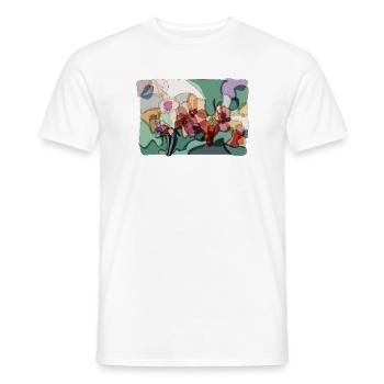 Orchidées abstraites | Illustration florale zen - T-shirt homme - blanc - Devant - AI Model Male 178 dark (178cm)