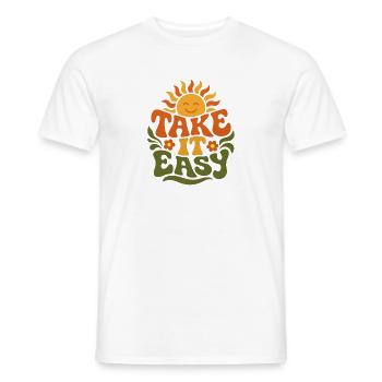 Take It Easy – Retro 70s Groovy Statement Design - Men's T-Shirt - white - Front - AI Model Male 178 dark (178cm)