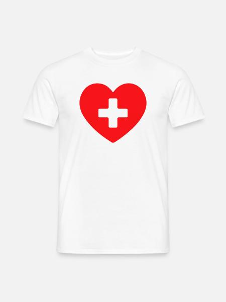 Medical Heart Cross Gesundheits-Ikone - Männer T-Shirt - Weiß