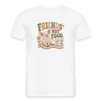 Friends Not Food Pig Vegan Rétro - T-shirt homme - blanc - Devant - AI Model Male 178 dark (178cm)