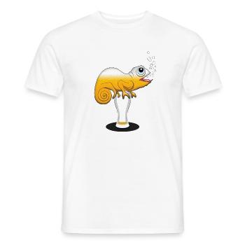 Beer Drinking Chameleon - Men's T-Shirt - white - Front - AI Model Male 178 dark (178cm)
