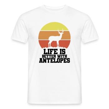 Slogan humoristique de safari vintage Antelope - T-shirt homme - blanc - Devant - AI Model Male 178 dark (178cm)