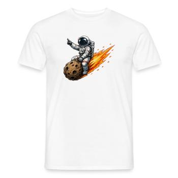Astronaut hits meteor rocket - Men's T-Shirt - white - Front - AI Model Male 178 dark (178cm)