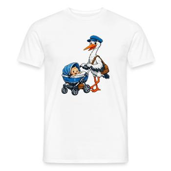 Stork with pram - Men's T-Shirt - white - Front - AI Model Male 178 dark (178cm)