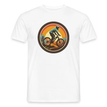 Mountain biking illustration - Men's T-Shirt - white - Front - AI Model Male 178 dark (178cm)