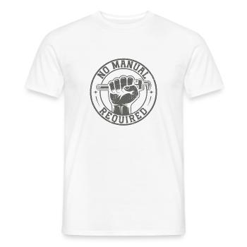 No manual required – maker power - Men's T-Shirt - white - Front - AI Model Male 178 dark (178cm)