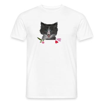 Kitten with hearts - Men's T-Shirt - white - Front - AI Model Male 178 dark (178cm)