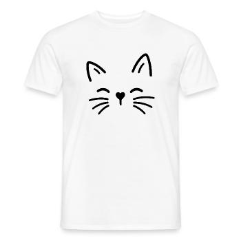 Chat mignon avec un nez en forme de cœur - T-shirt homme - blanc - Devant - AI Model Male 178 dark (178cm)