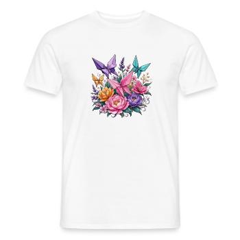 Origami Wings Floral Splendour - Men's T-Shirt - white - Front - AI Model Male 178 dark (178cm)