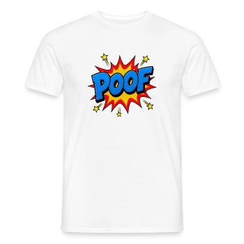 POOF Comic Lettering – Action Pop Art Explosion - Men's T-Shirt - white - Front - AI Model Male 178 dark (178cm)