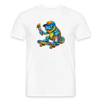 Chamäleon auf Skateboard - Männer T-Shirt - Weiß - Vorne - AI Model Male 178 dark (178cm)
