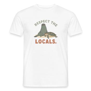 Respect The Locals Seal Turtle Retro - Men's T-Shirt - white - Front - AI Model Male 178 dark (178cm)