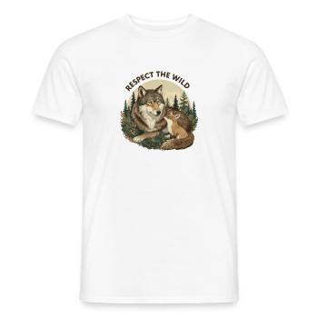 Respect The Wild Wolf & Fox Nature - Men's T-Shirt - white - Front - AI Model Male 178 dark (178cm)