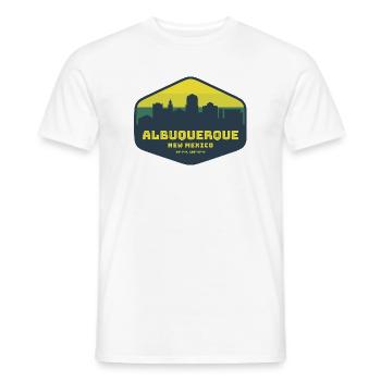 Albuquerque New Mexico Skyline Badge - Men's T-Shirt - white - Front - AI Model Male 178 dark (178cm)