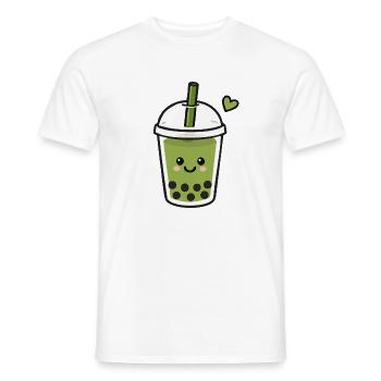 Cute Kawaii Matcha Boba Tea - Men's T-Shirt - white - Front - AI Model Male 178 dark (178cm)