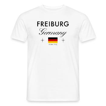 Freiburg Deutschland Koordinaten Reise Souvenir - Männer T-Shirt - Weiß - Vorne - AI Model Male 178 dark (178cm)
